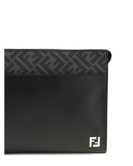 Fendi Black Leather Clutch Bag