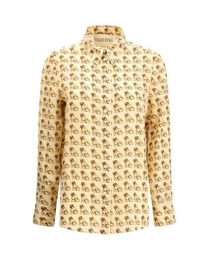 Valentino Beige Silk Pattern Shirt