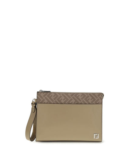 Fendi Beige Leather Clutch Bag