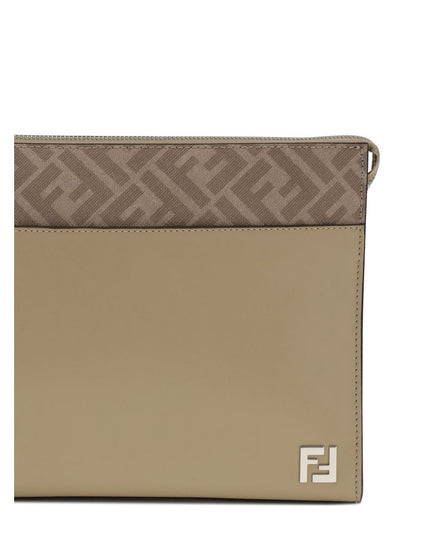 Fendi Beige Leather Clutch Bag