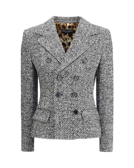 Dolce & Gabbana Gray Fleece Wool Blazer