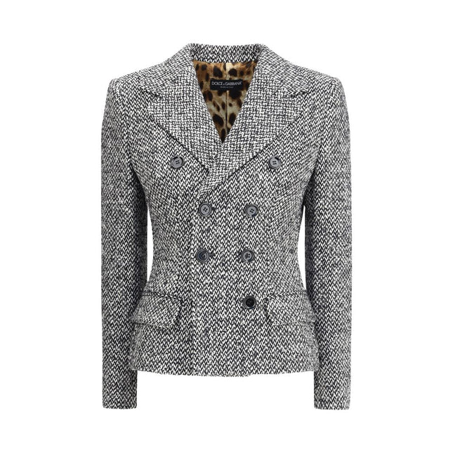 Dolce & Gabbana Gray Fleece Wool Blazer