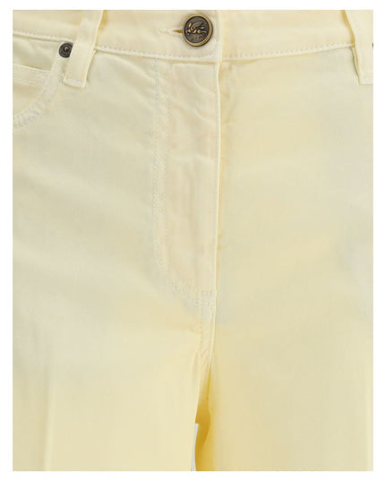 Etro Yellow Cotton Straight-Leg Jeans