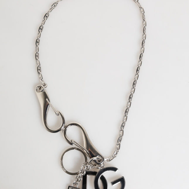Dolce & Gabbana Silver DG Logo Key Holder Keychain Bag Charm Keyring