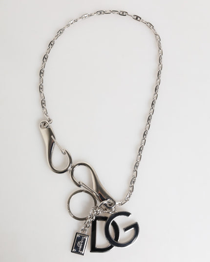 Dolce & Gabbana Silver DG Logo Key Holder Keychain Bag Charm Keyring