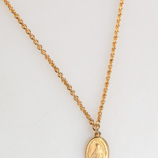 Dolce & Gabbana Gold Medallion Metal Chain Charm Men Pendant Necklace