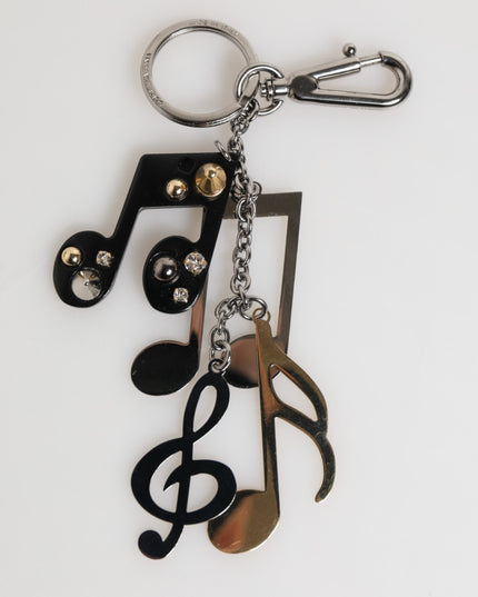 Dolce & Gabbana Silver Musical Note Key Holder Keychain Bag Charm Keyring
