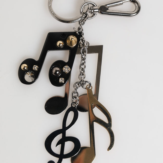 Dolce & Gabbana Silver Musical Note Key Holder Keychain Bag Charm Keyring