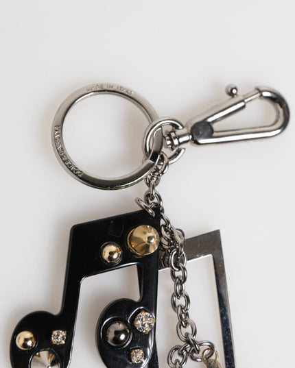 Dolce & Gabbana Silver Musical Note Key Holder Keychain Bag Charm Keyring