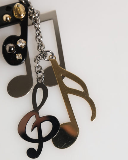 Dolce & Gabbana Silver Musical Note Key Holder Keychain Bag Charm Keyring