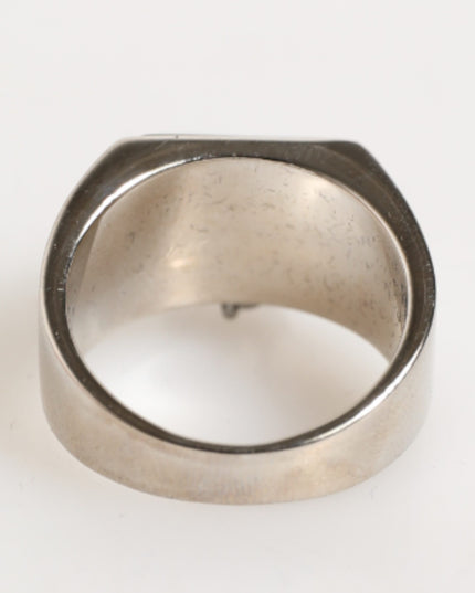 Dolce & Gabbana Silver Tone Pyramid DG Logo Real Brass Ring