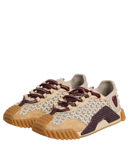 Dolce & Gabbana Beige Neoprene DG Logo NS1 Lace Sneakers Shoes