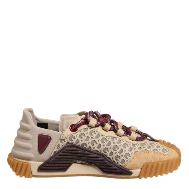 Dolce & Gabbana Beige Neoprene DG Logo NS1 Lace Sneakers Shoes