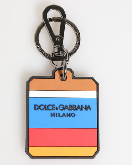 Dolce & Gabbana Multicolor DG Rubber Logo Silver Men's Keychain Keyring