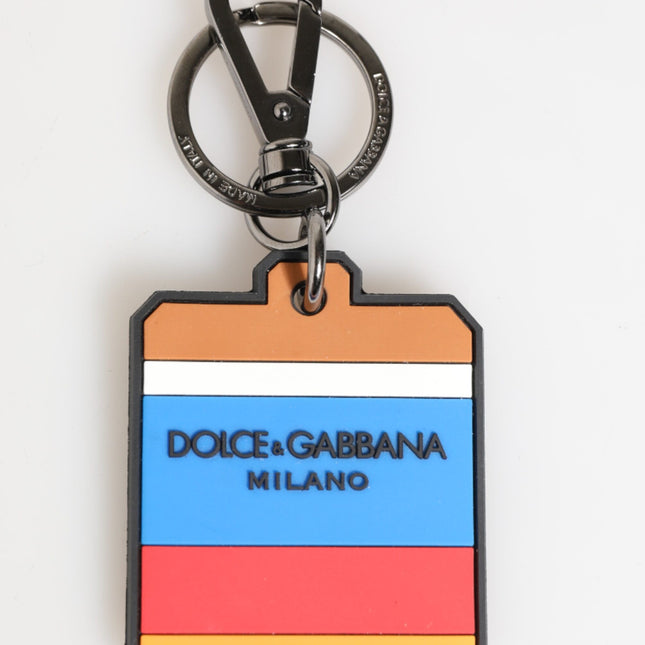 Dolce & Gabbana Multicolor DG Rubber Logo Silver Men's Keychain Keyring