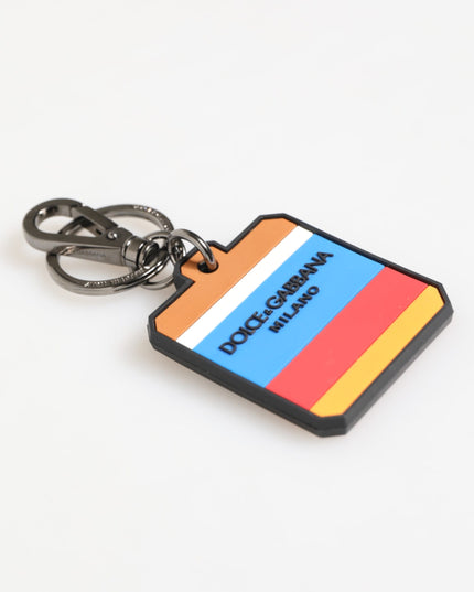 Dolce & Gabbana Multicolor DG Rubber Logo Silver Men's Keychain Keyring