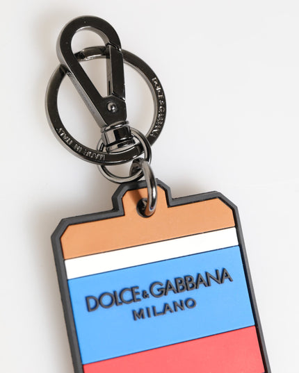Dolce & Gabbana Multicolor DG Rubber Logo Silver Men's Keychain Keyring
