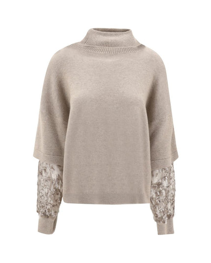 Brunello Cucinelli Brown Calf Leather Bos Taurus Turtleneck