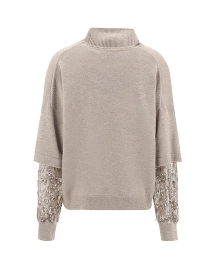 Brunello Cucinelli Brown Calf Leather Bos Taurus Turtleneck