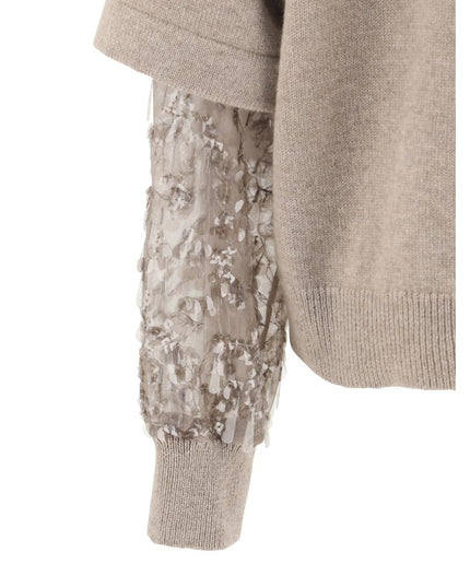 Brunello Cucinelli Brown Calf Leather Bos Taurus Turtleneck