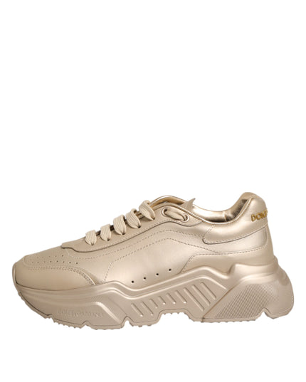 Dolce & Gabbana Gold Leather Daymaster Women Sneaker Shoes