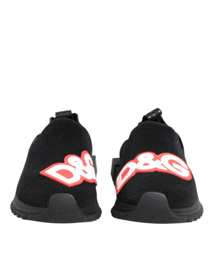 Dolce & Gabbana Black Grey Slip On Sorrento Sneakers Shoes