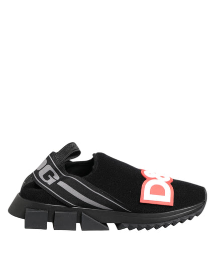 Dolce & Gabbana Black Grey Slip On Sorrento Sneakers Shoes