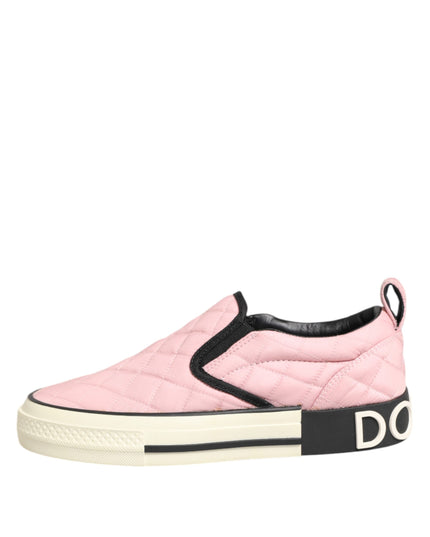 Dolce & Gabbana Pink Quilted Nylon Slip-On Sneaker Shoes