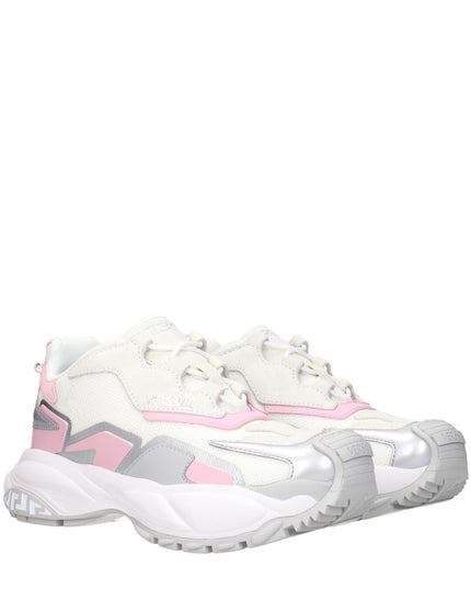 Versace White Fabric Chunky Sneakers