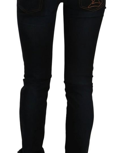 John Galliano Dark Blue Mid Waist Slim Fit Denim Casual Pants Jeans