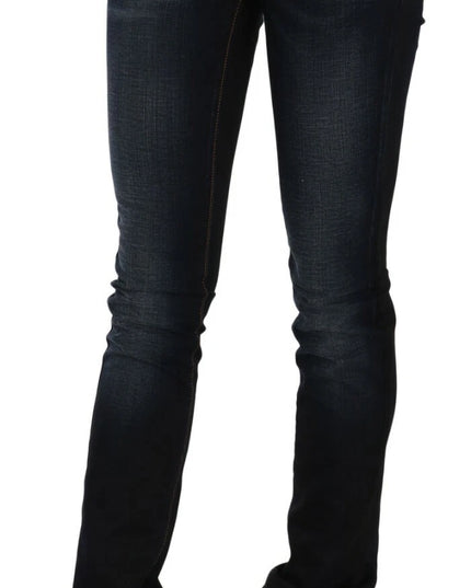 John Galliano Dark Blue Mid Waist Slim Fit Denim Casual Pants Jeans