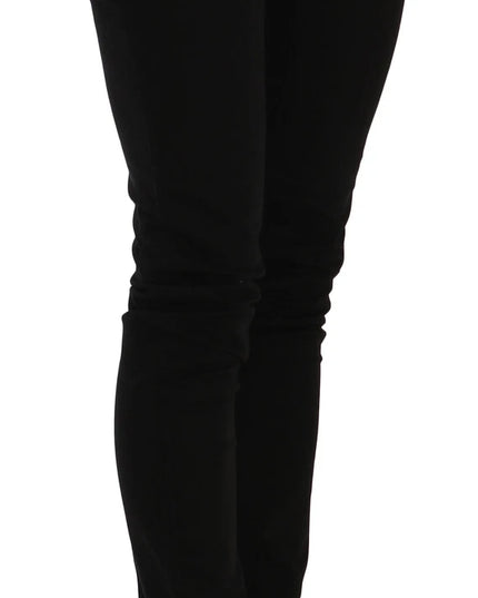 John Galliano Black Mid Waist Slim Fit Skinny Denim Casual Pants Jeans
