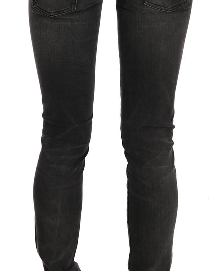 John Galliano Black Washed Low Waist Slim Fit Skinny Denim Pants Jeans