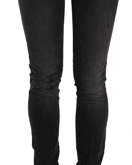 John Galliano Black Washed Low Waist Slim Fit Skinny Denim Pants Jeans