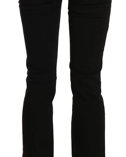 John Galliano Black Low Waist Slim Leg Skinny Denim Casual Pants Jeans