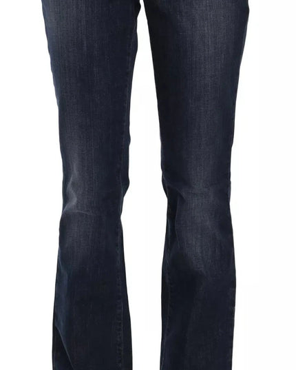 John Galliano Blue Washed Mid Waist Flared Denim Casual Pants Jeans