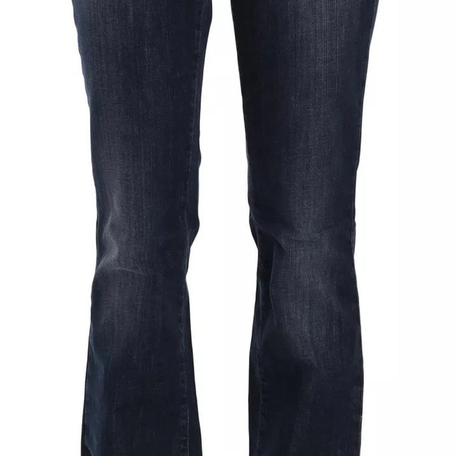 John Galliano Blue Washed Mid Waist Flared Denim Casual Pants Jeans