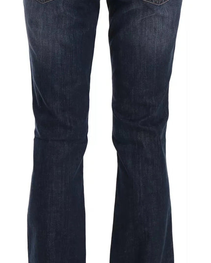 John Galliano Blue Washed Mid Waist Flared Denim Casual Pants Jeans