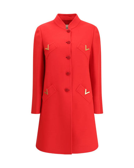 Valentino Red Fleece Wool Coat