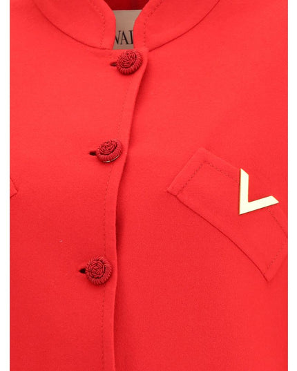 Valentino Red Fleece Wool Coat