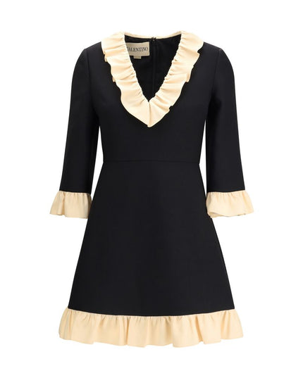 Valentino Black Fleece Wool Cocktail Dress