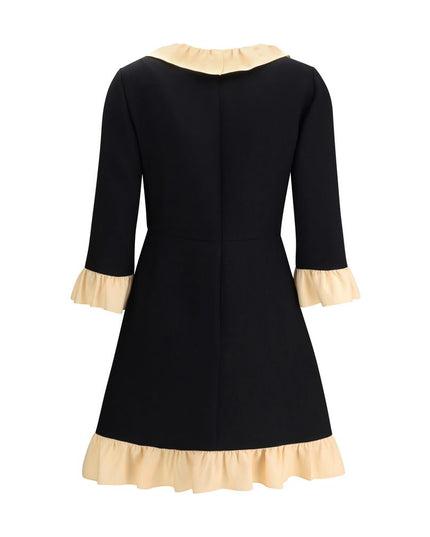Valentino Black Fleece Wool Cocktail Dress