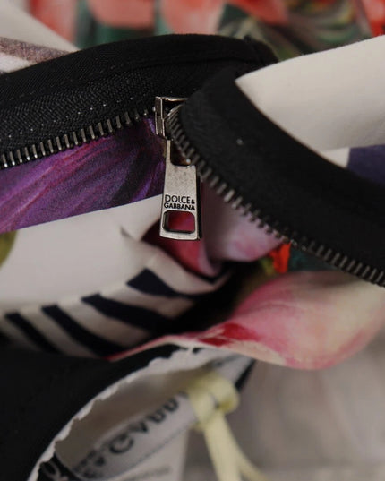 Dolce & Gabbana Multicolor Poplin Floral Mini Flared Dress