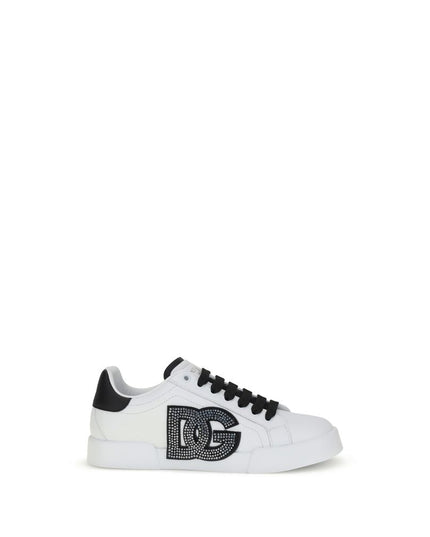 Dolce & Gabbana White Calf Leather Bos Taurus Low Top Sneakers