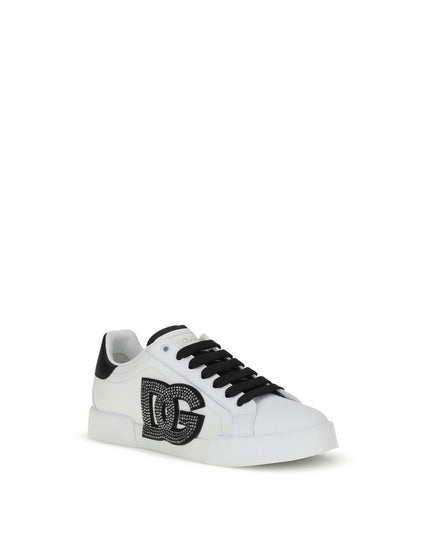Dolce & Gabbana White Calf Leather Bos Taurus Low Top Sneakers