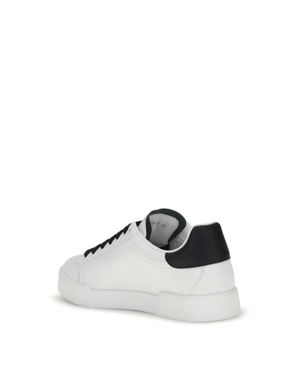 Dolce & Gabbana White Calf Leather Bos Taurus Low Top Sneakers