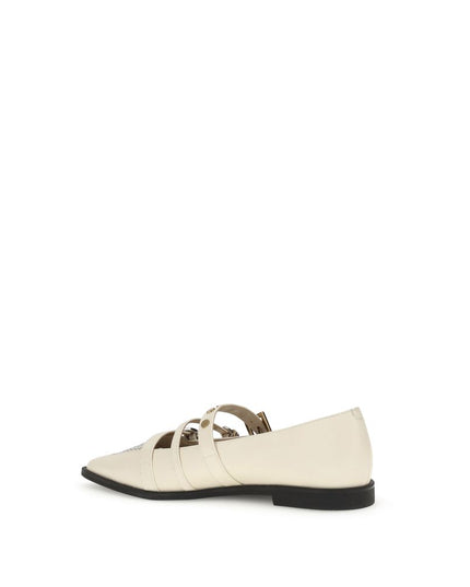 PINKO Cream Leather Ballet Flats