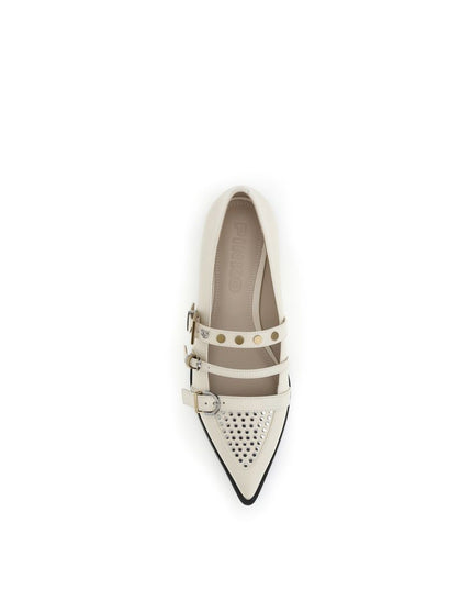 PINKO Cream Leather Ballet Flats