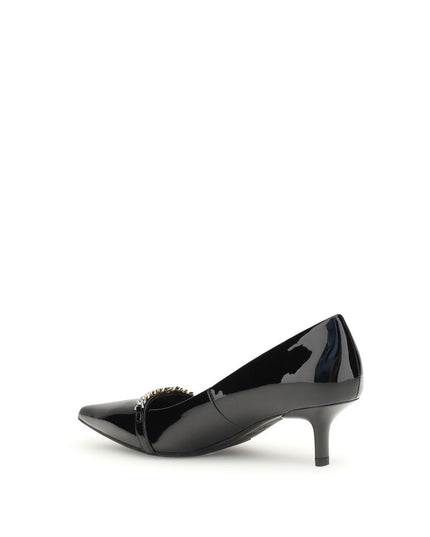 PINKO Black Calf Leather Bos Taurus Mid Heel Pumps