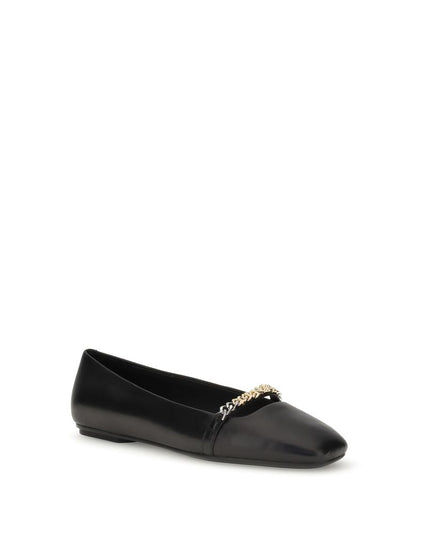 PINKO Black Calf Leather Bos Taurus Ballet Flats